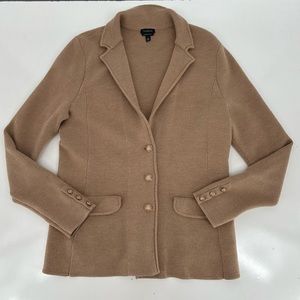 Talbots Brown 100% Merino Wool Knit Blazer Medium